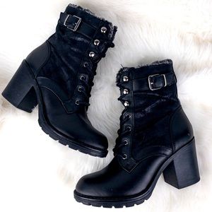 Black heeled combat boots Limelight